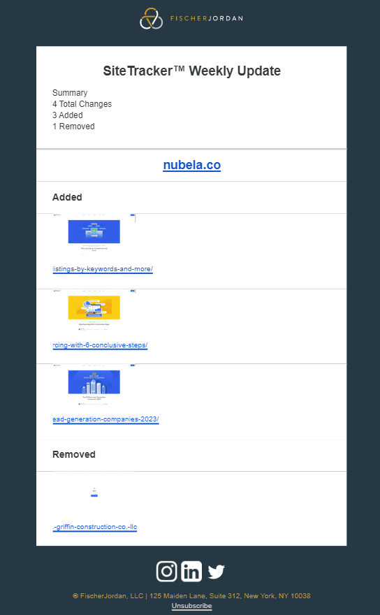 SiteTracker weekly update example
