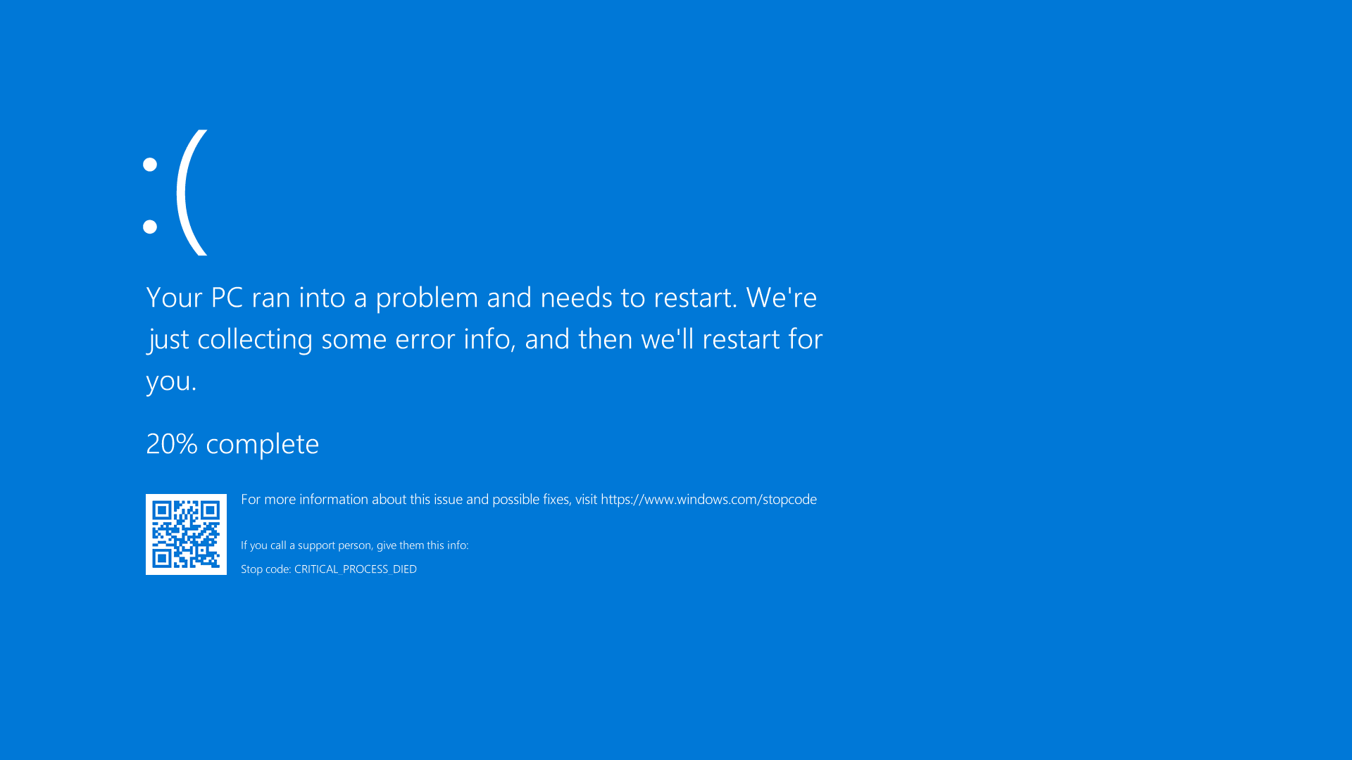 Windows blue screen of death