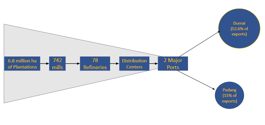 The supply chain of palm oil in Indonesia